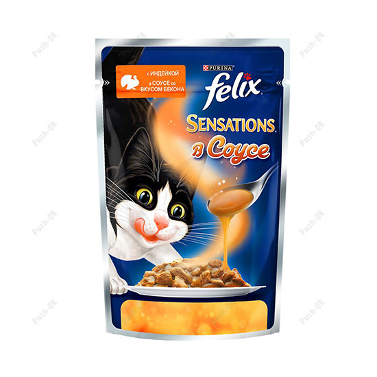 Felix Sensations (Феликс) Лосось с креветками, гриль в соусе консерва для кошек 100г